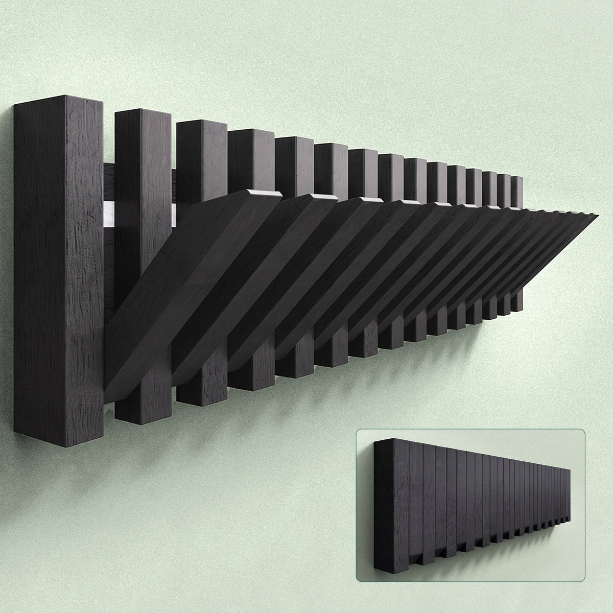 glasvilla patère murale en bois avec 7 crochets pliables magnétiques portemanteau Twigro-01