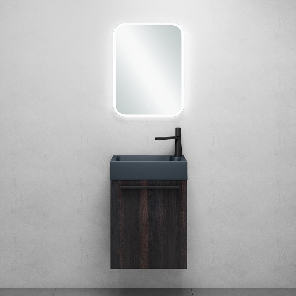 glasvilla Badmöbelset Badezimmermöbel Waschbeckenunterschrank inkl. Waschbecken Anthrazit matt und LED-Badspiegel BxTxH 46x26x63 cm Pisa