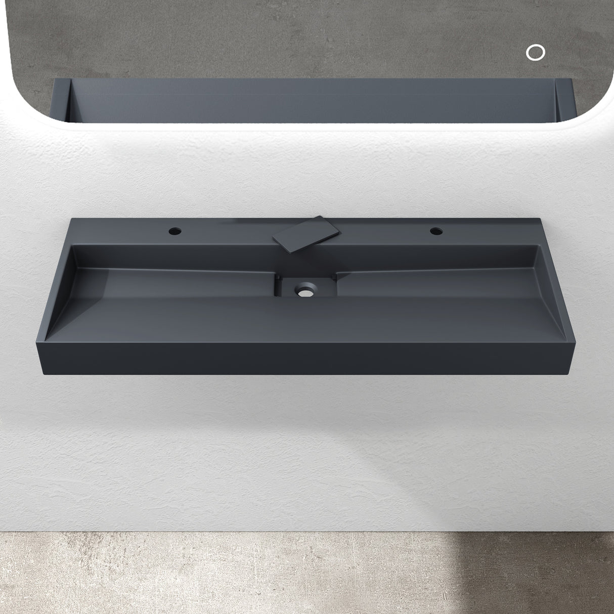 lavabo Glasvilla, lavabo à poser, lavabo suspendu, meuble vasque suspendu avec bonde, en fonte minérale, zone de vasque rectangulaire col19