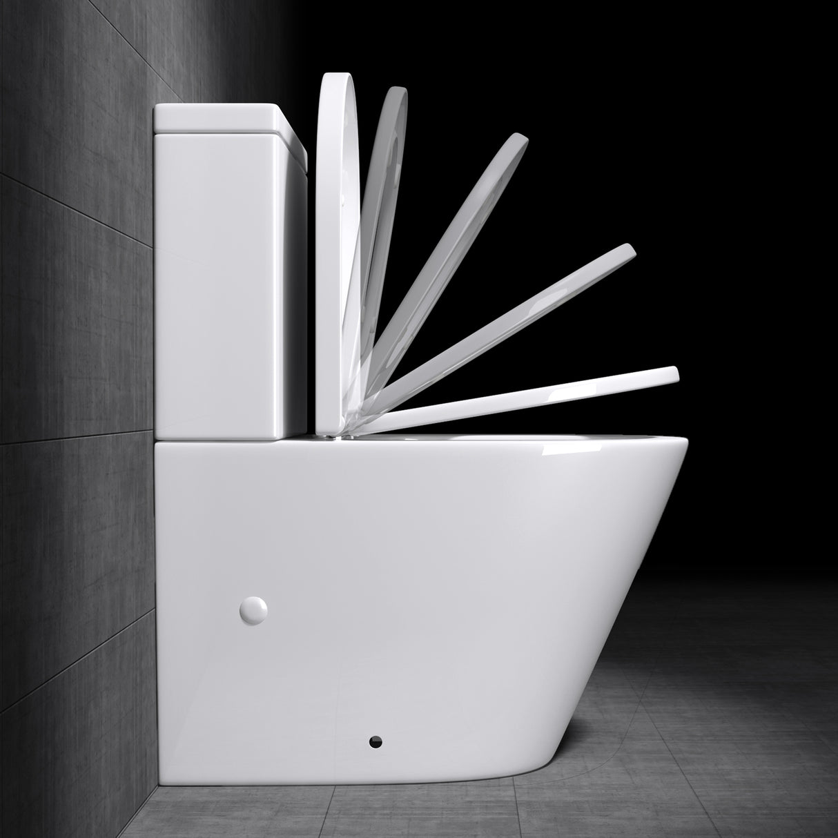 glasvilla Stand-WC Toilette Stand Toilette aus Keramik Spülrandloses WC bodenstehenden Toiletten