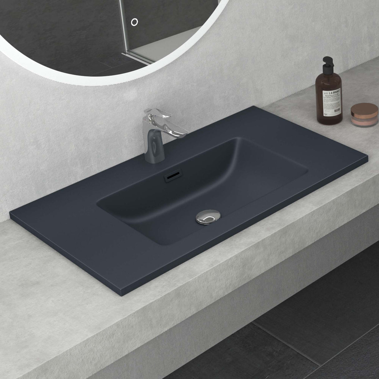 glasvilla Waschbecken Einbauwaschbecken Waschtisch Einbauwaschtisch aus Mineralguss Col02