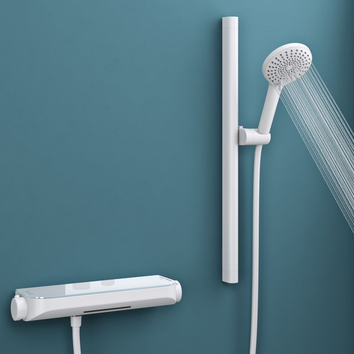 glasvilla Duschsystem mit Thermostat, Duscharmatur Komplettset mit Sicherheitsverriegelung, 3 Strahlarten höhenverstellbar Duschbrause mit Unterauslauf aus Messing Duschsystem9