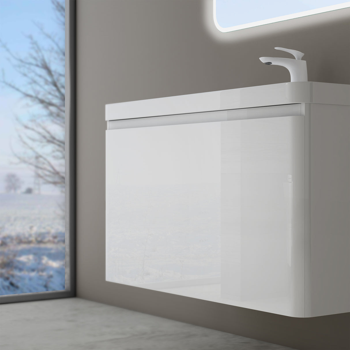 glasvilla Badmöbel-Set Waschbeckenunterschrank mit Softclose Schubladen inkl. Mineralguss Waschbecken Ancona