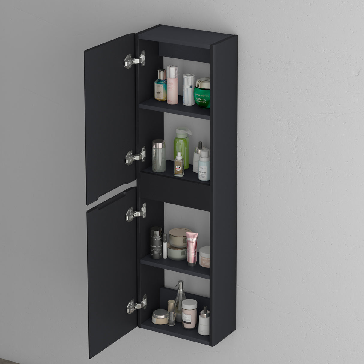 glasvilla Seitenschrank Badezimmerschrank mit 2 Türen und 4 Fächern BxT: 35x20 cm Hochschrank Badregal Allzweckschrank Lucca