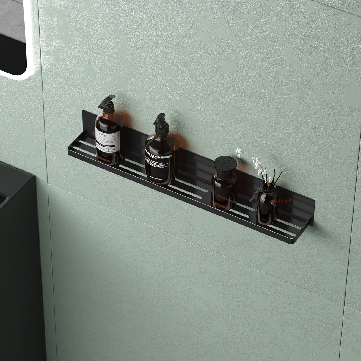 glasvilla Étagère de douche sans perçage, Étagère de douche magnétique, Étagère de salle de bain murale autocollante 60cm Reglo-01