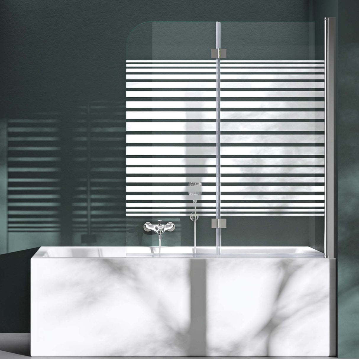 glasvilla Duschwand für Badewanne Badewannenwand faltbar 180° Sicherheitsglas mit NANO 120x140cm Badewannentrennwand Badewannenaufsatz Cortona1408