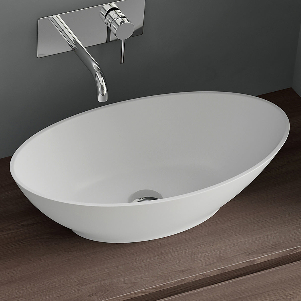 glasvilla Waschbecken Aufsatzwaschbecken Waschschale Waschtisch aus Mineralguss Oval Col807