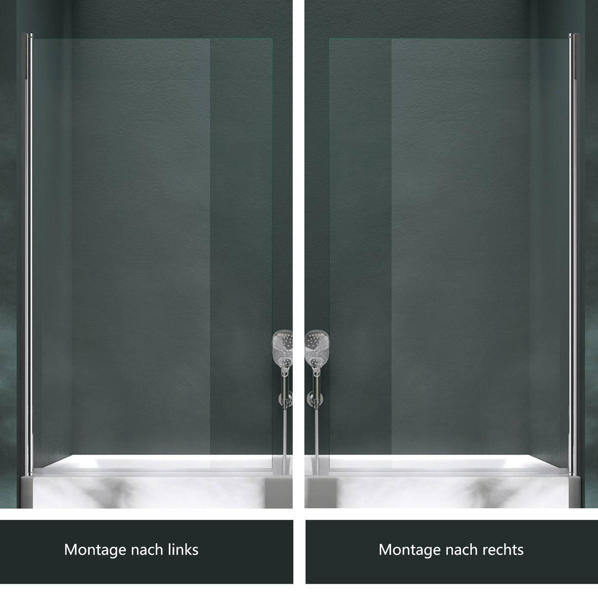 glasvilla Duschwand für Badewanne Badewannenwand Sicherheitsglas mit NANO-Versiegelung Badewannentrennwand Badewannenaufsatz 80x140cm Cortona201