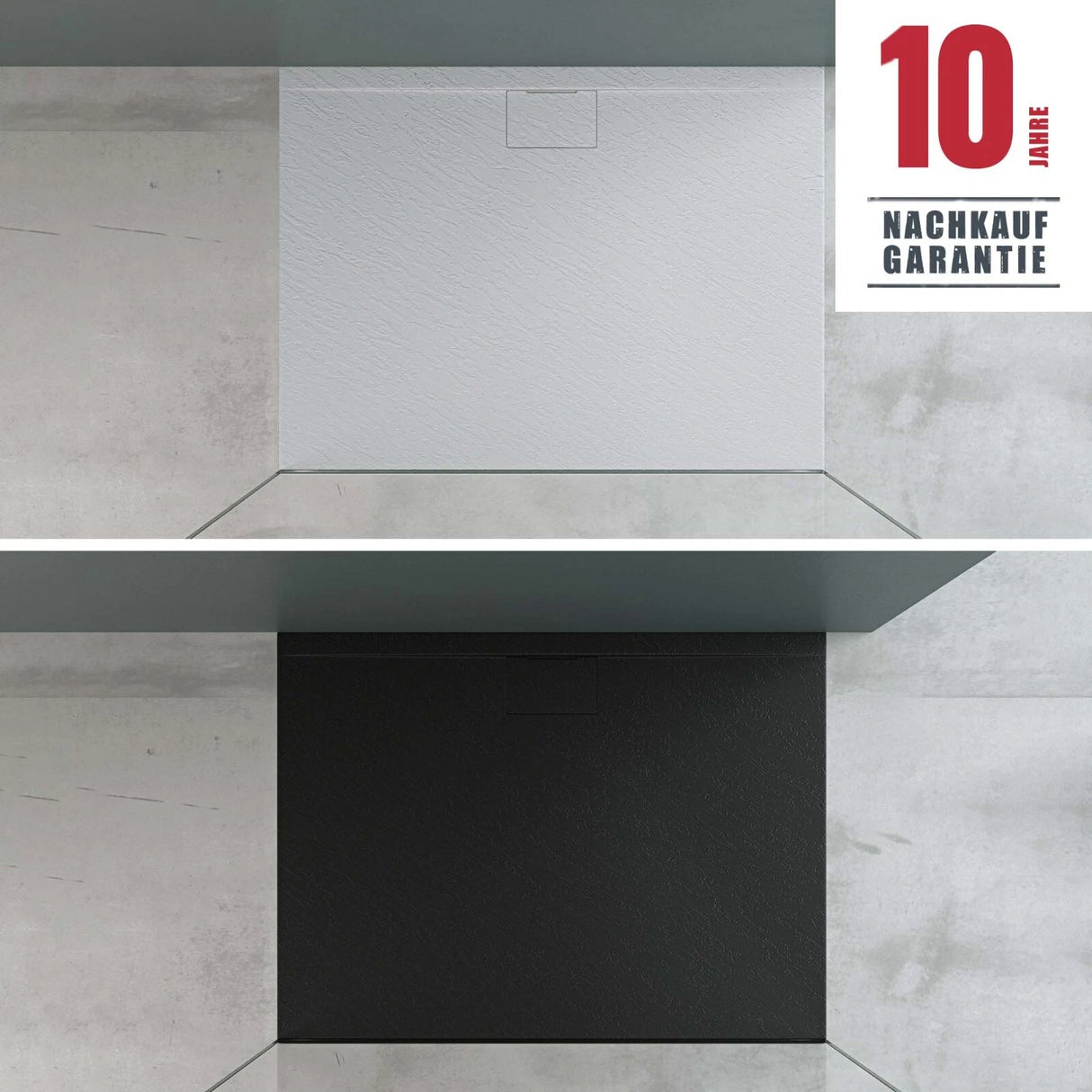 glasvilla Receveur de Douche Bac À Douche en Solid Surface Raccords DIN Geoma07