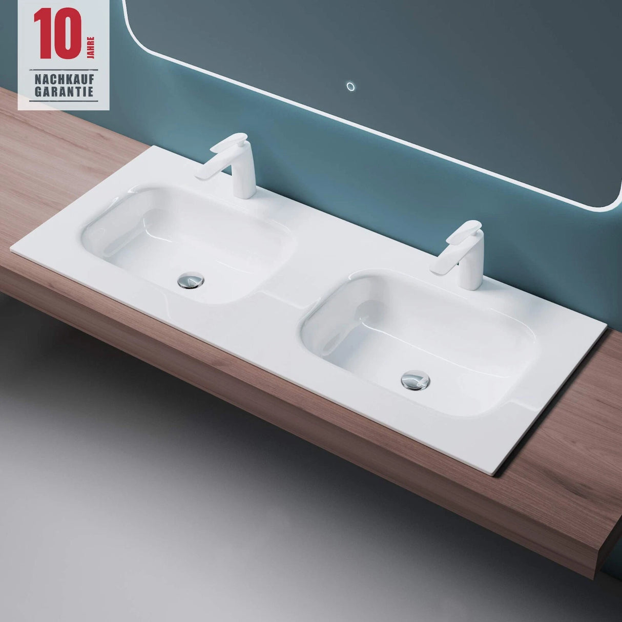 glasvilla Waschbecken Einbauwaschbecken Mineralguss Waschtisch Waschplatz große Ablagefläche rechteckig Col04