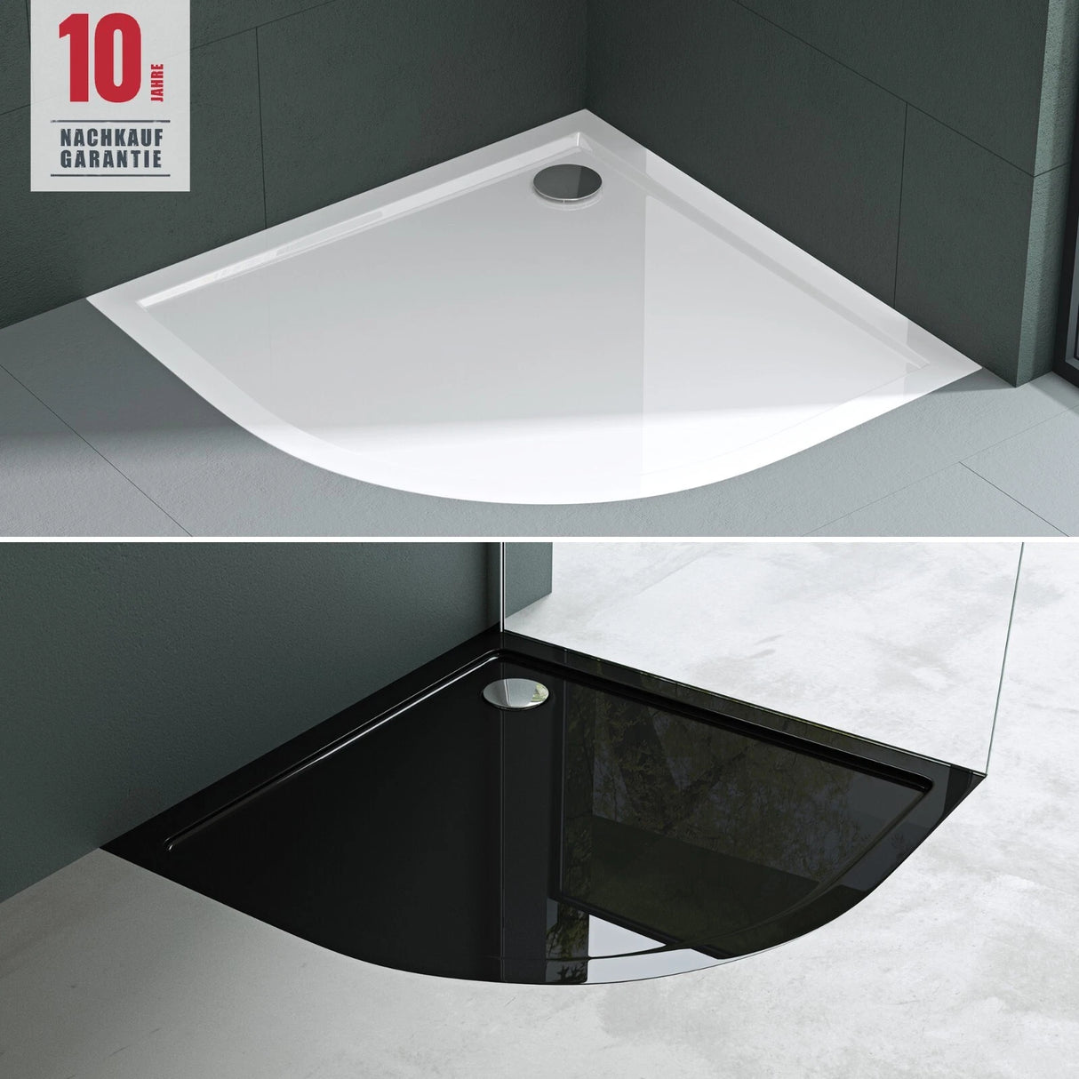 glasvilla Duschwanne Duschtasse aus Sanitäracryl Viertelkreis Faro3