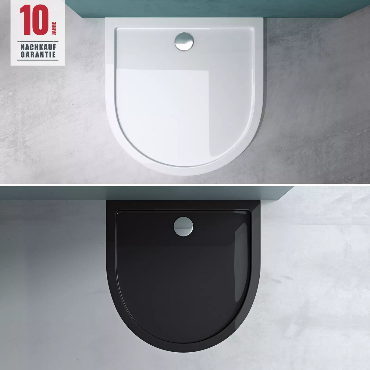 glasvilla Duschtasse Duschwanne aus Acryl Form: Halbkreis Faro4