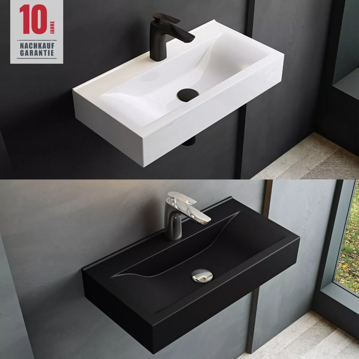 glasvilla Lavabo Suspendido sobre Encimera Baño | Rectangular | Blanco Brillante | 62x32x12cm | Cerámica | 1 Orificio para Grifo Brüssel118G