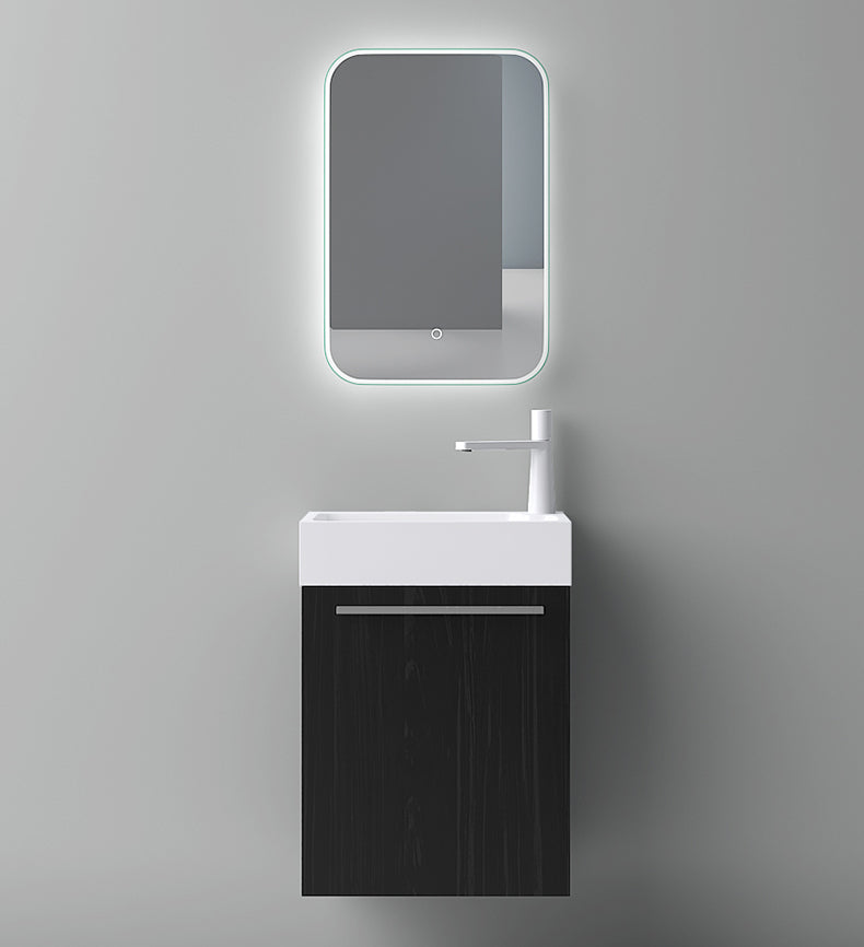 glasvilla Badmöbelset Kleiner Waschbeckenunterschrank 46 cm Unterschrank mit Weiß Waschschbecken aus Mineralguss für Gäste-WC Pisa