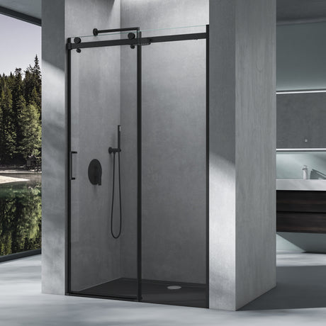 glasvilla Duschtür Nischentür dusche Duschabtrennung Duschkabine Klarglas 8mm ESG-Sicherheitsglas mit Nanobeschichtung Teramo19K Schwarz