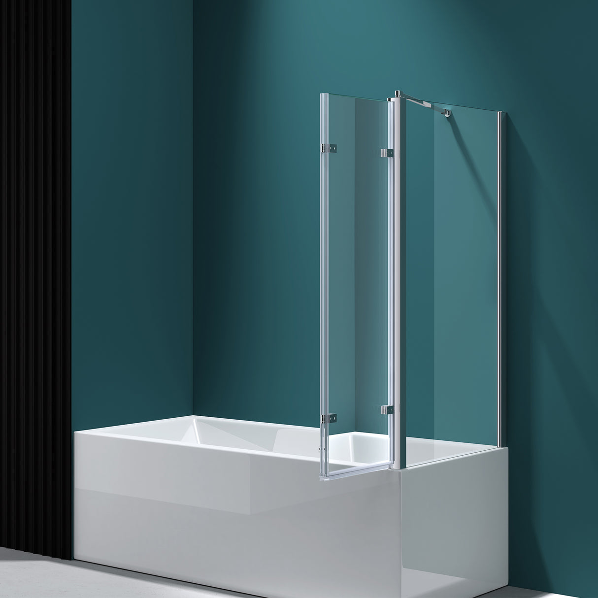 glasvilla Duschwand für Badewanne Badewannenwand Badewannenfaltwand 6mm Sicherheitsglas mit NANO-Versiegelung Badewannenaufsatz Badewannentrennwand Cortona116