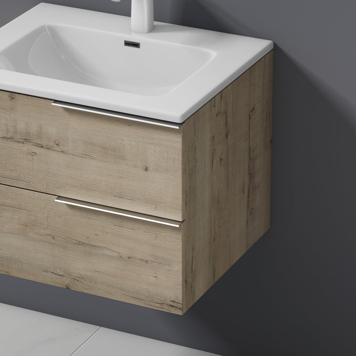 glasvilla Badmöbelset Unterschrank mit Waschbecken Waschtisch 2 Schubladen Badezimmer Waschbeckenunterschrank Badezimmermöbel Paestum