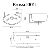 glasvilla Waschbecken Gäste WC Aufsatzwaschbecken Hängewaschbecken aus Keramik mit NANO, BTH: 42x28x15cm, Brüssel001