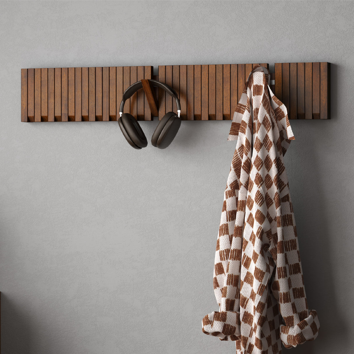 Glasvilla Design – Perchero de pared de madera con 7 ganchos magnéticos abatibles Twigro-01