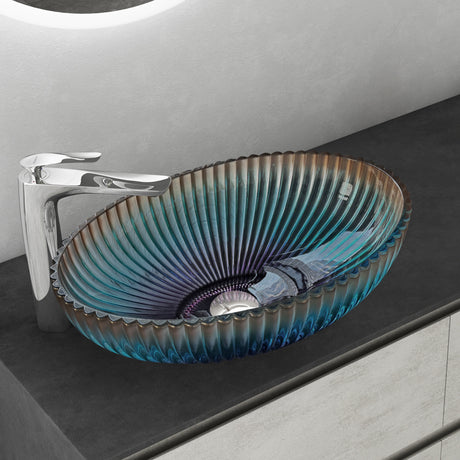 glasvilla Waschbecken Glas Aufsatzwaschbecken Glaswaschbecken Handwaschbecken Waschschale Oval Minerva08