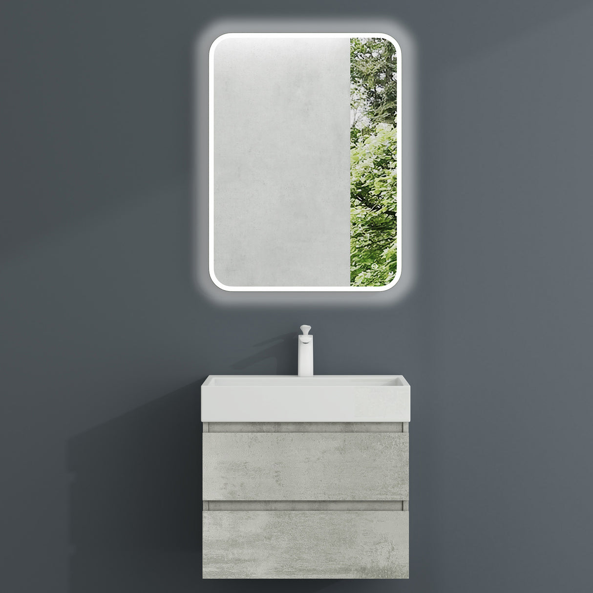 glasvilla Badmöbel-Set Waschbeckenunterschrank Verona mit 2-Schubladen inkl. Waschbecken und Ablaufgarnitur