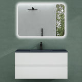 glasvilla Badmöbel-Set Waschtisch mit Unterschrank Mineralguss Waschbecken in Anthrazit Waschbeckenunterschrank  2-Schubladen Soft-Close Aqualis