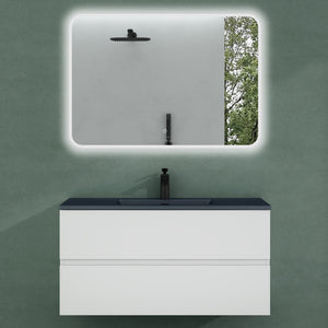 glasvilla Mobile Bagno Sospeso con Lavabo da Marmo Fuso  Antracite Mobile da Bagno con 2 Cassetti a Chiusura Soft-close Aqualis