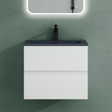 glasvilla Badmöbel-Set Waschtisch mit Unterschrank Mineralguss Waschbecken in Anthrazit Waschbeckenunterschrank  2-Schubladen Soft-Close Aqualis