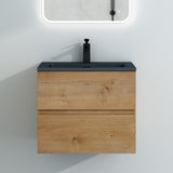 glasvilla Badmöbel-Set Waschtisch mit Unterschrank Mineralguss Waschbecken in Anthrazit Waschbeckenunterschrank  2-Schubladen Soft-Close Aqualis