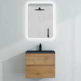 glasvilla Badmöbel-Set Waschtisch mit Unterschrank Mineralguss Waschbecken in Anthrazit Waschbeckenunterschrank  2-Schubladen Soft-Close Aqualis