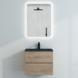 glasvilla Badmöbel-Set Waschtisch mit Unterschrank Mineralguss Waschbecken in Anthrazit Waschbeckenunterschrank  2-Schubladen Soft-Close Aqualis