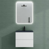 glasvilla Badmöbel-Set Waschtisch mit Unterschrank Mineralguss Waschbecken in Anthrazit Waschbeckenunterschrank  2-Schubladen Soft-Close Aqualis