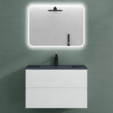 glasvilla Badmöbel-Set Waschtisch mit Unterschrank Mineralguss Waschbecken in Anthrazit Waschbeckenunterschrank  2-Schubladen Soft-Close Aqualis