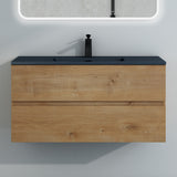 glasvilla Badmöbel-Set Waschtisch mit Unterschrank Mineralguss Waschbecken in Anthrazit Waschbeckenunterschrank  2-Schubladen Soft-Close Aqualis