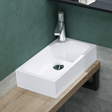 glasvilla Waschbecken Gäste WC Aufsatzwaschbecken mit Hahnloch 46x26x11cm Mineralguss Eckig Klein Waschschale Waschplatz Col101