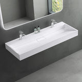 glasvilla Waschbecken Aufsatzwaschbecken Hängewaschbecken Hängewaschtisch inkl. Ablaufgarnitur Mineralguss Rechteckig Waschplatz col19