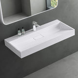 glasvilla Waschbecken Aufsatzwaschbecken Hängewaschbecken Hängewaschtisch inkl. Ablaufgarnitur Mineralguss Rechteckig Waschplatz col19