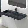 glasvilla Waschbecken Aufsatzwaschbecken Hängewaschbecken Hängewaschtisch inkl. Ablaufgarnitur Mineralguss Rechteckig Waschplatz col19