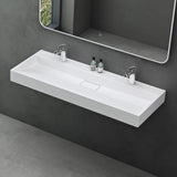 glasvilla Waschbecken Aufsatzwaschbecken Hängewaschbecken Hängewaschtisch inkl. Ablaufgarnitur Mineralguss Rechteckig Waschplatz col19