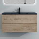 glasvilla Badmöbel-Set Waschtisch mit Unterschrank Mineralguss Waschbecken in Anthrazit Waschbeckenunterschrank  2-Schubladen Soft-Close Aqualis