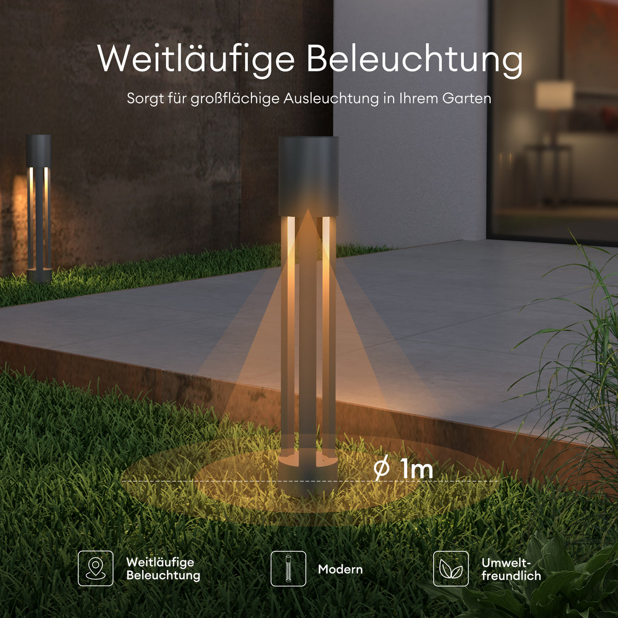 glasvilla Außenleuchte ⌀120xH700mm IP65 Wegeleuchte Außen | Pollerleuchte für Garten, 3000K Stehlampe Gartenlampe | Außenlampe Standleuchte 10W NeoForge