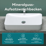 glasvilla Waschbecken Aufsatzwaschbecken aus Mineralguss Waschschale Waschtisch inkl. Standard DIN-Anschlüsse Col815