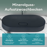 glasvilla Waschbecken Aufsatzwaschbecken Waschschale aus Mineralguss inkl. Nano-Versiegelung Col826