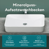 glasvilla Waschbecken Aufsatzwaschbecken aus Mineralguss Waschschale Waschtisch inkl. Standard DIN-Anschlüsse Col815