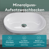 glasvilla Waschbecken Mineralguss Aufsatzwaschbecken Waschschale Col808
