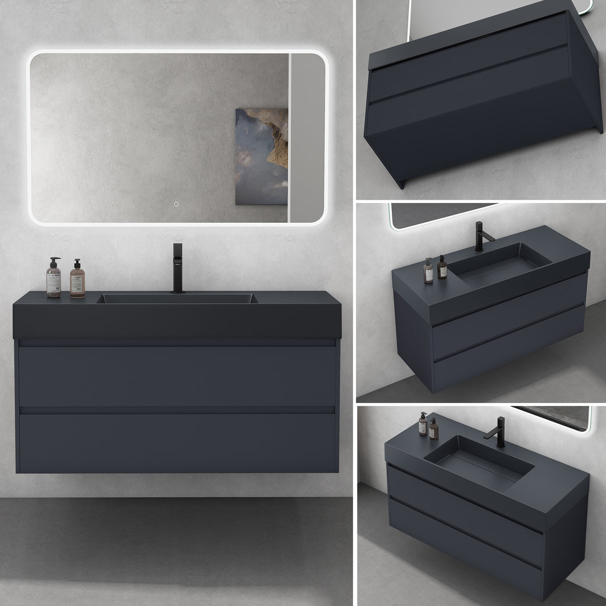 glasvilla Badmöbel Set Badezimmermöbel 120cm Waschbecken Waschtisch mit Unterschrank Deep