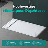 glasvilla Duschwanne Duschtasse aus Mineralguss Mineralgusswan DIN-Anschlüsse Geoma10