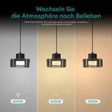 glasvilla Pendelleuchte LED Hängelampe 3000K/4000K/6000K Verstellbares Kabel Schwarz Hängeleuchte für Esszimmer Wohnzimmer Schlafzimmer