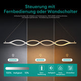 glasvilla Pendelleuchte 106cm LED Hängelampe Dimmbar mit Fernbedienung 3000K/4000K/6000K Verstellbares Kabel 60W Weiß Hängeleuchte für Esszimmer Wohnzimmer Schlafzimmer