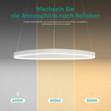 glasvilla Pendelleuchte 50cm LED Hängelampe Dynamisches Wellendesign 3000K/4000K/6000K Verstellbares Kabel 16W Hängeleuchte für Esszimmer Wohnzimmer Schlafzimmer